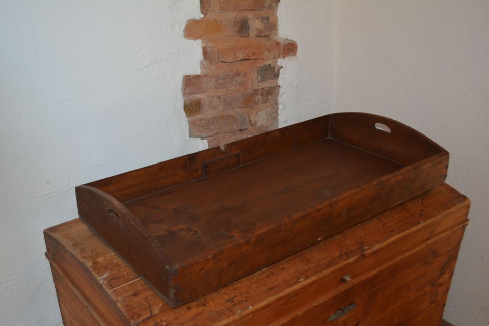 antikes Holz Tablett 88x46cm Tischtablett Shabby in Florstadt
