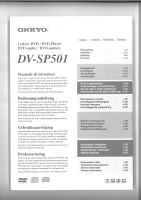 Handbuch - für ONKYO-DV-SP501 Bayern - Bad Wörishofen Vorschau