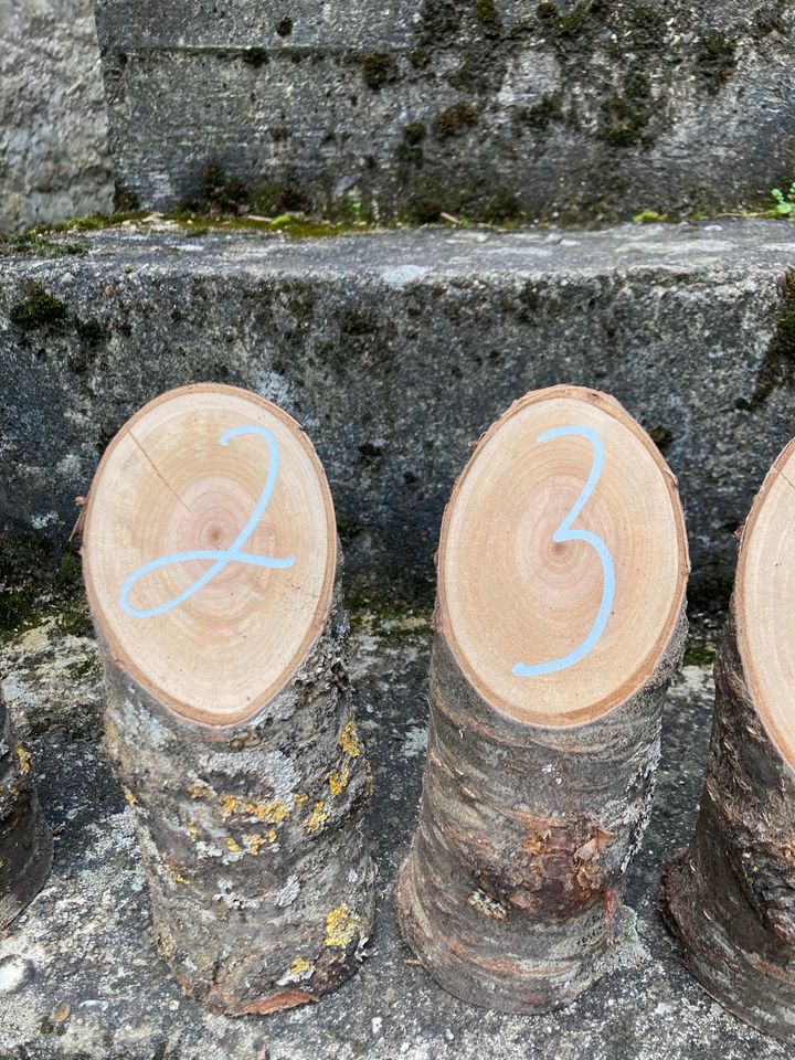 Tischnummern Holz Hochzeit in Kerben