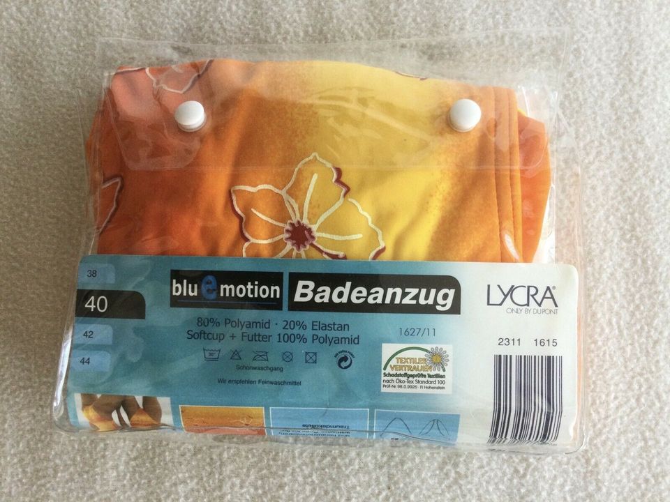 Badeanzug + Pareo-Set in gelb/orange, Größe 40 - NEU in Schöllkrippen