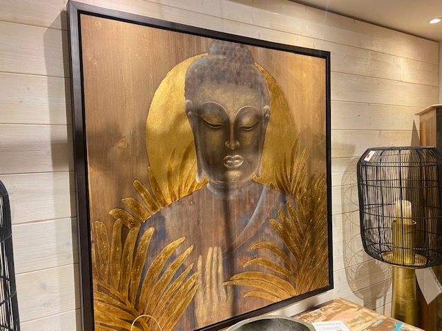 Die Faktorei "Buddha" Wandbild auf Holz gold/braun 120x120 cm in Ronneburg