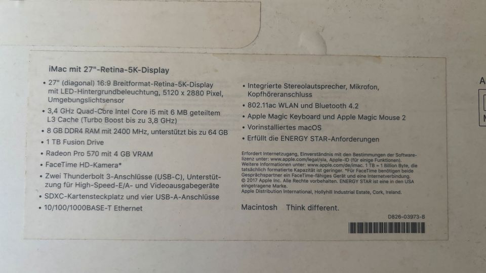 Apple iMac 27 Zoll 5k Retina NEUWERTIG 2017 16 gb in Dresden