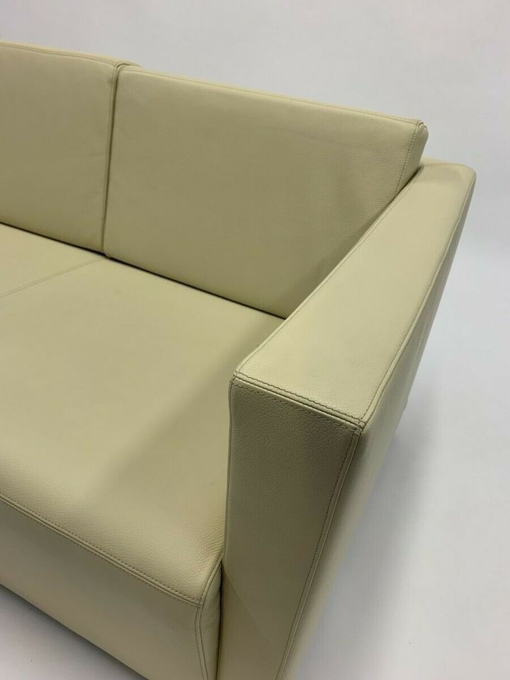 Walter Knoll Zweisitzer Ledersofa creme Refurbished in Hamburg