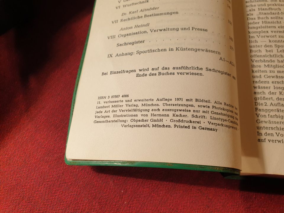 Handbuch für den Sportfischer 1971 Lambert Müller11. Auflage in Paderborn