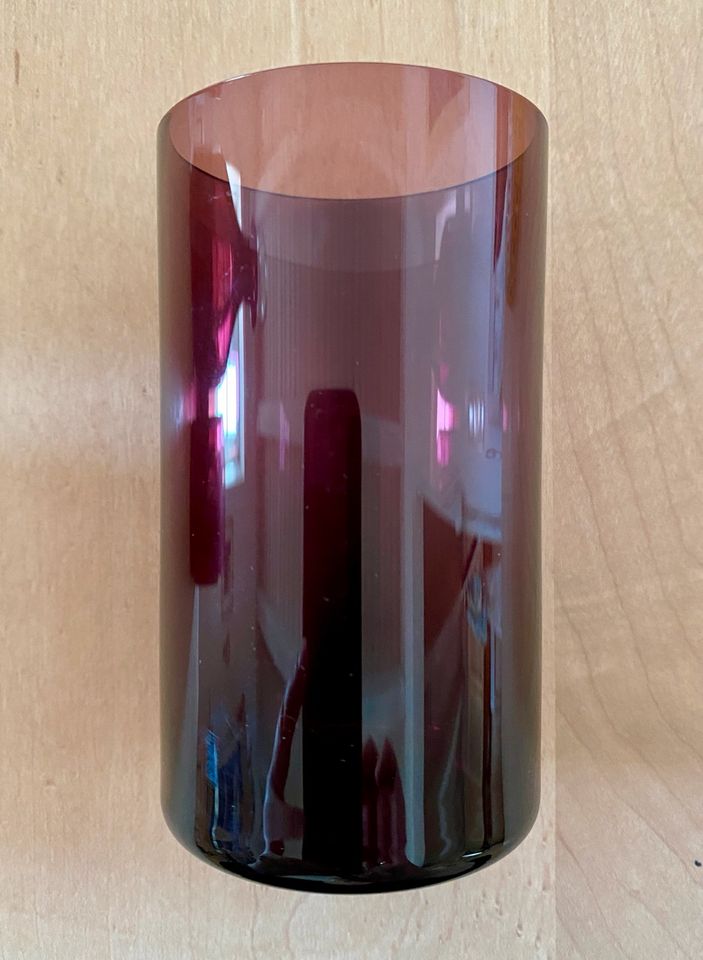 Design-Glaskaraffe mit 6 Gläsern * Aubergine/Violett * 60er Jahre in Grünstadt