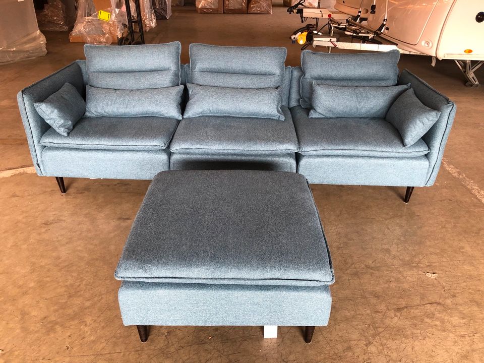 Ecksofa im skandinavischen Stil in Struktur weich "Blau" Neu in Dresden