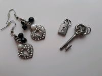 Schmuckset Herz Schlüssel Schloß Ohrringe+Anhänger schwarz Perle Nürnberg (Mittelfr) - Mitte Vorschau