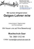 Geigenlehrer/in in Saarbrücken gesucht Saarbrücken-Mitte - Malstatt Vorschau