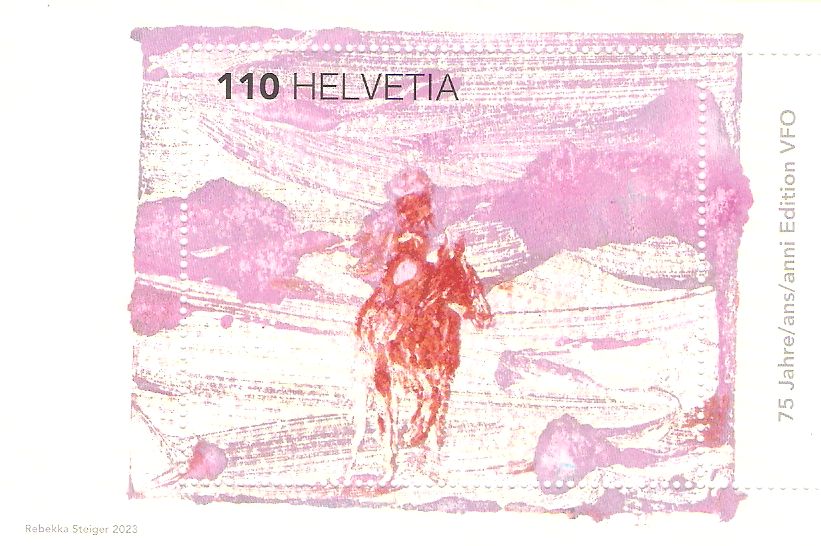 Schweiz Block 101 Vereinigung Originaldrucke Tiere Pferde Reiter in Kamen