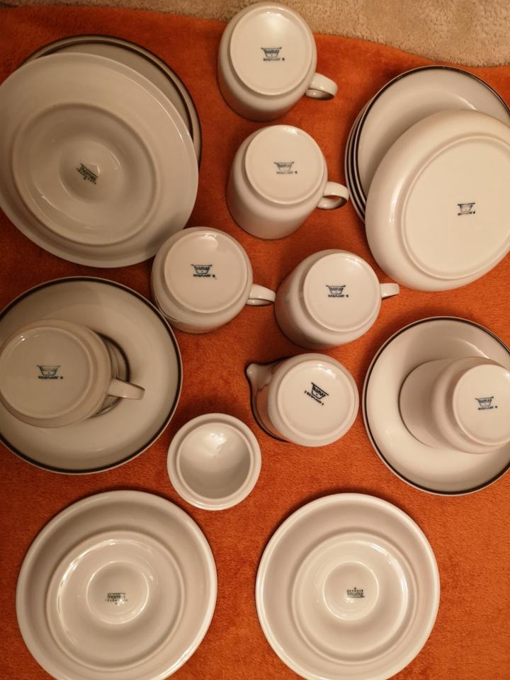 KAFFEESERVICE THOMAS SCANDIC SHADOW weiß Rand braun 6 Personen in Delmenhorst