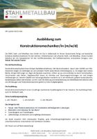 Ausbildung zum Konstruktionsmechaniker/in (m/w/d) Sachsen-Anhalt - Halberstadt Vorschau