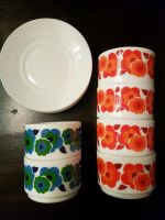 4 6 Tasse-n 5 Untertassen Set Arcopal Lotus-Blume rot orange blau Nordrhein-Westfalen - Witten Vorschau