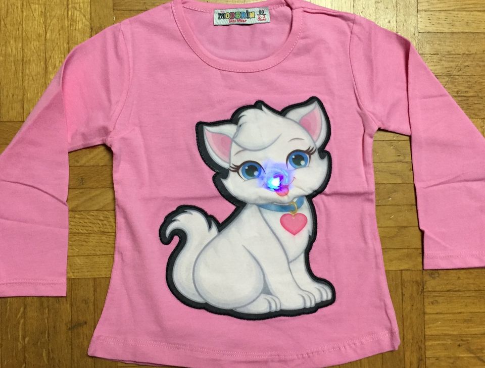 LED Licht Katze LA-Shirt Pullover rosa Gr 104 110 Neu in München