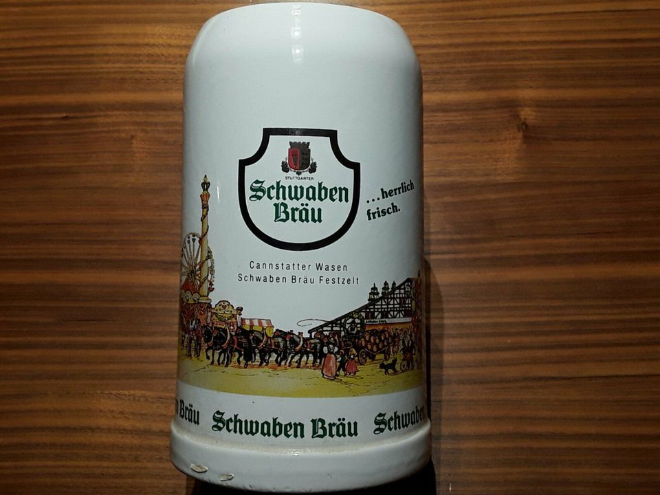 Schwabenbräu Cannstatter Wasen Bierkrug 1 ltr. Festzelt 1991 in Schelklingen