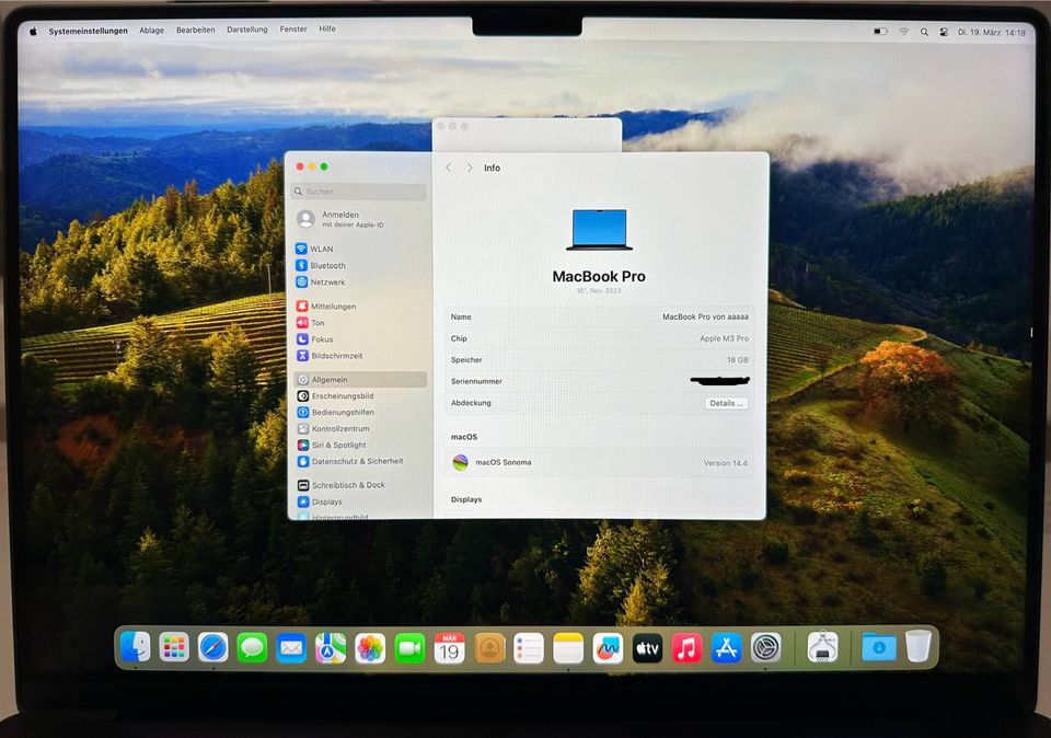 MacBook Pro 16" M3 Pro 2023 512GB 18GB/Garantie 03/2025/Neuwertig in Dresden