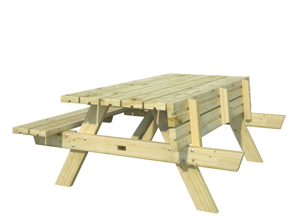Picknicktisch 180 cm Tisch + 2 Bänke Gartenmöbelset Holzgarnitur