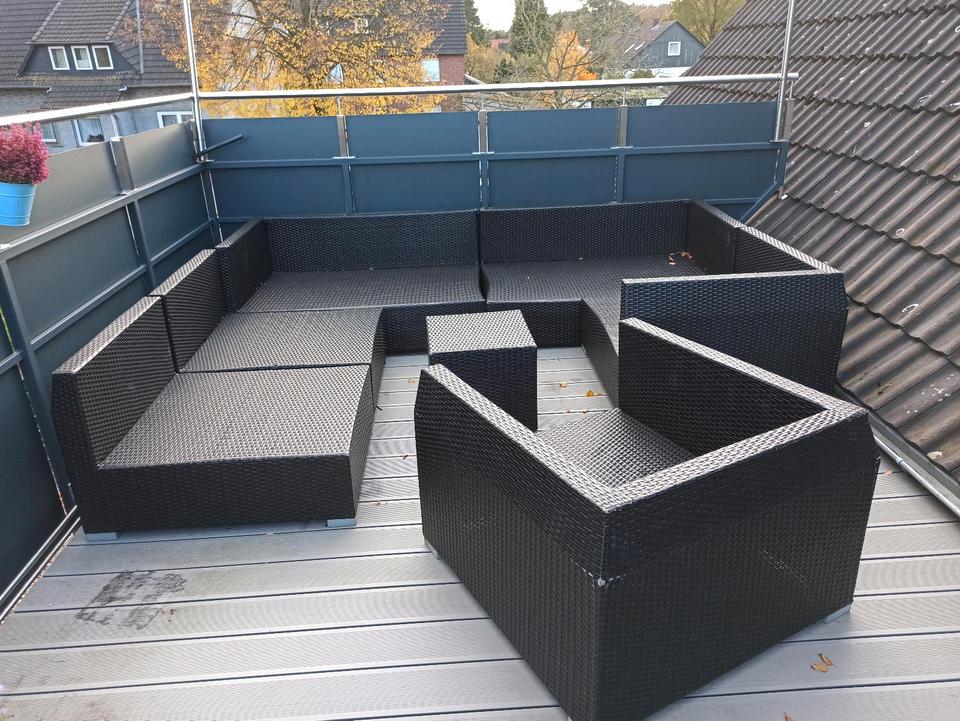 Anthrazit Polyrattan Luxus Gartenlounge XXL mit Gebrauchsspuren in Burgwedel
