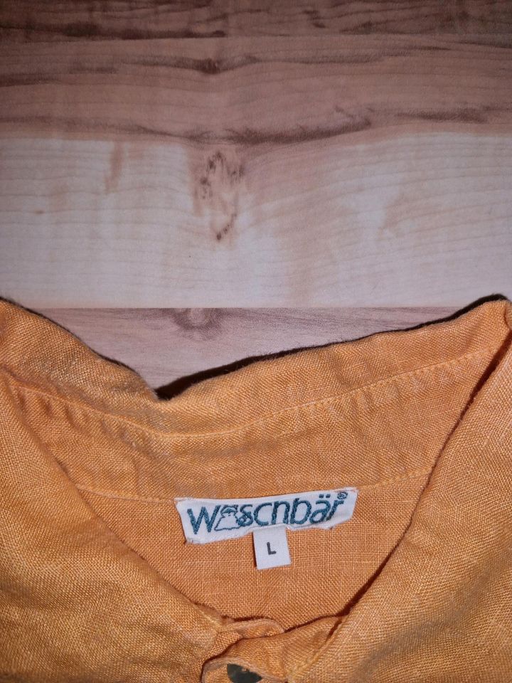 Hemd von Waschbär, aus 100% Leinen,Gr.L,orange ,natur, ökologisch in Jelmstorf
