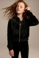 Kurze Hoodie-Jacke aus weichen Velours H&M schwarz Gr. 140 West - Unterliederbach Vorschau