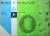 Eintrittskarte - Olympiade 1972 München - Leichtathletik 1.9.1972 Nordrhein-Westfalen - Minden Vorschau