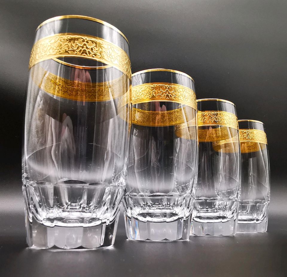 4x Signiert Moser Wassergläser Weingläser Römer-gläser Gold-Rand in Herne