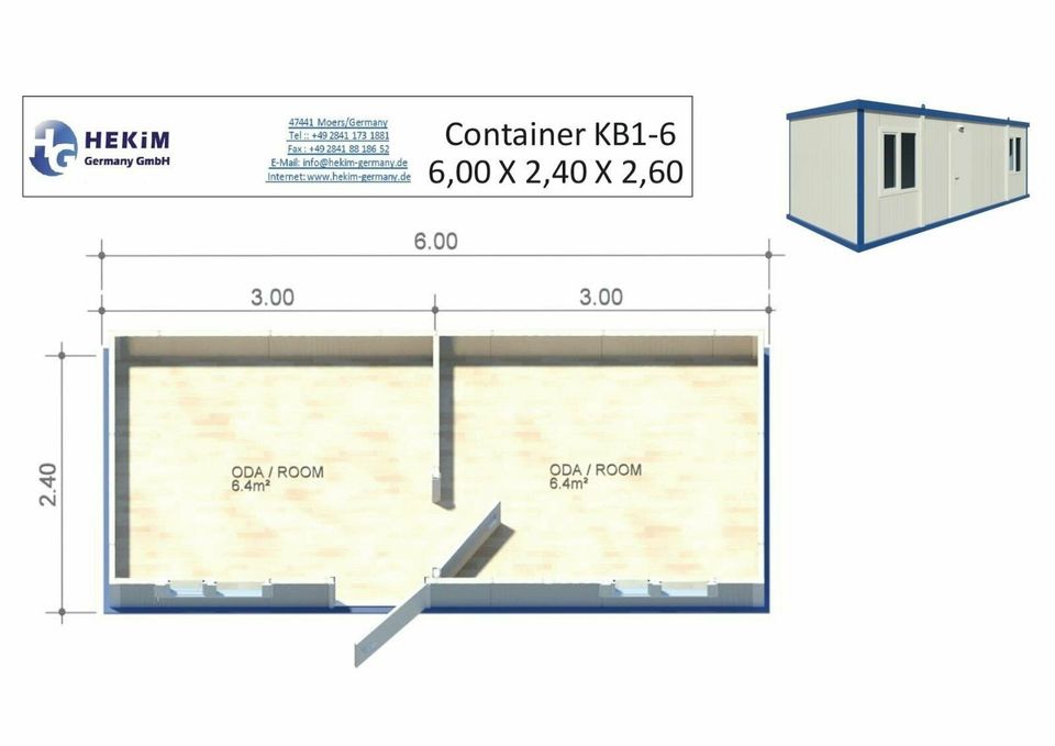 Bürocontainer  Baucontainer Container mit Dusche WC Küche KE 2-6 in Moers