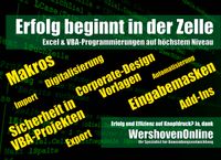 Excel- und VBA-Programmierungen / Eingabemasken / Automatisierungen / Makros / Erfahrene VBA-Programmierer Köln - Rodenkirchen Vorschau