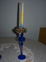 Kerzenständer Glas blau mit Kerze Sachsen - Stolpen Vorschau