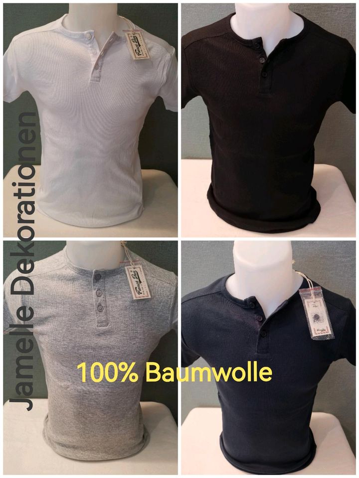 T- Shirt mit Knopfleiste aus 100% Baumwolle!!! In den Farben Schwarz, Weiß, Blau und Grau!!! Erhältlich in den Größen S bis XXL!!! in Bochum