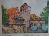 Aquarell Bild, Nürnberg, Weinstadel, Henkersteg, R. Potsch Dresden - Pieschen Vorschau