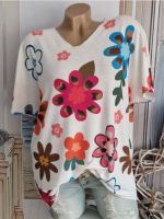 SALE%%% Tunika Shirt NEU 40 42 44 Italy Lurexsaum weiss/Blumen Nordrhein-Westfalen - Mönchengladbach Vorschau