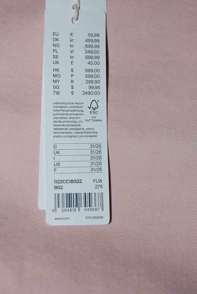 Esprit Jeans Slim High Rise Gr. 31/26 NEU mit Etikett NP: 59,99€ in Bad Kissingen