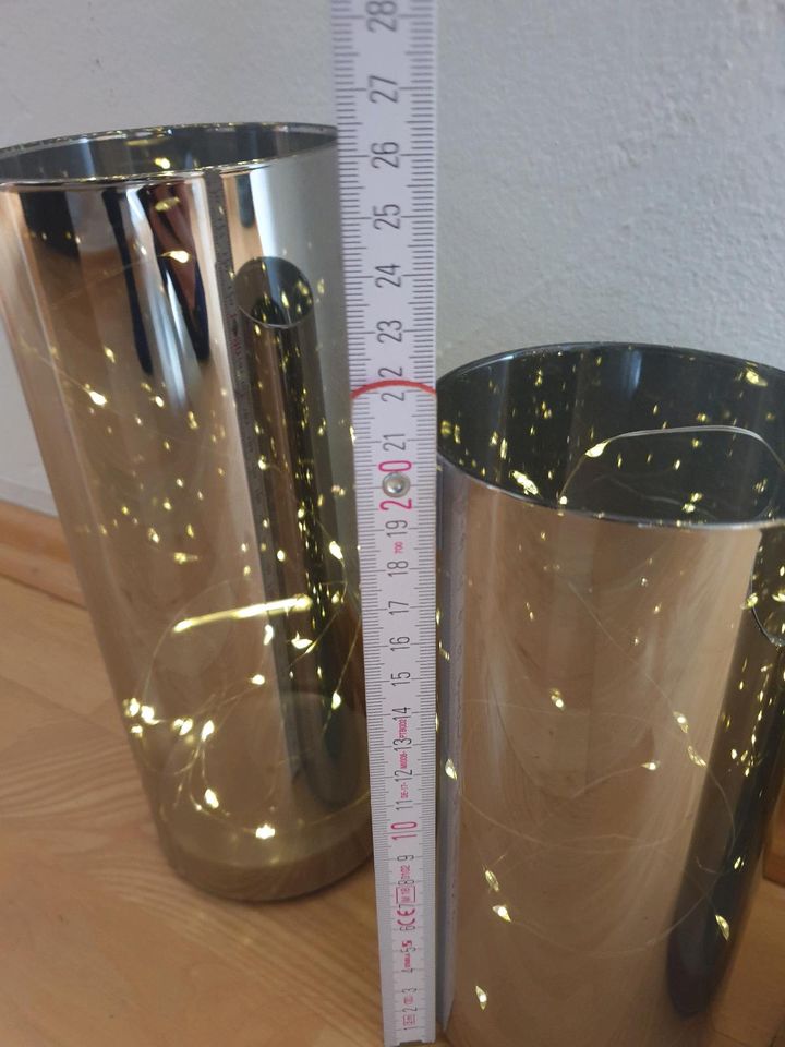 Glas Lampen Silber mit Lichterketten in Niederwerth