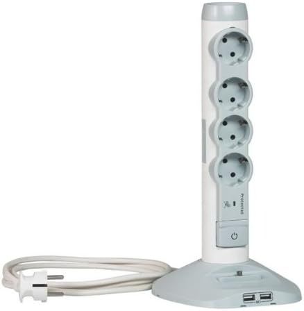 Legrand Tower mit USB-Ladestation & Mehrfach-Steckdose weiß/ grau in Bergatreute