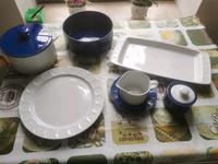 DDR Kahla Mitropa Geschirr Set weiß blau Ostalgie Vintage Schleswig-Holstein - Norderstedt Vorschau