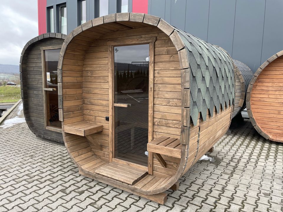 Quadro Sauna | Garten Fasssauna | 2,5 m | Außensauna | 2 Ebenen in Eichenzell