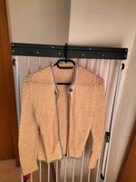 Strick Jacke Wolle selbst gestrickt Größe 36/38 weiß blauer Rand Bayern - Schwarzenfeld Vorschau