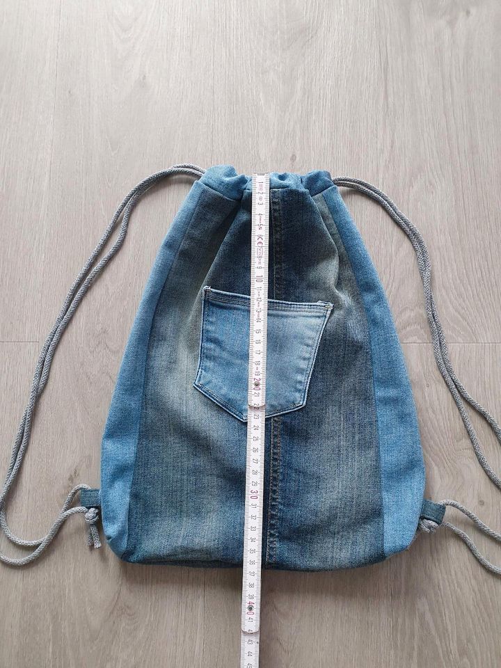 Turnbeutel Rucksack Upcycling Jeans hamdmade / Tasche Tanzschuhe in Grafenberg