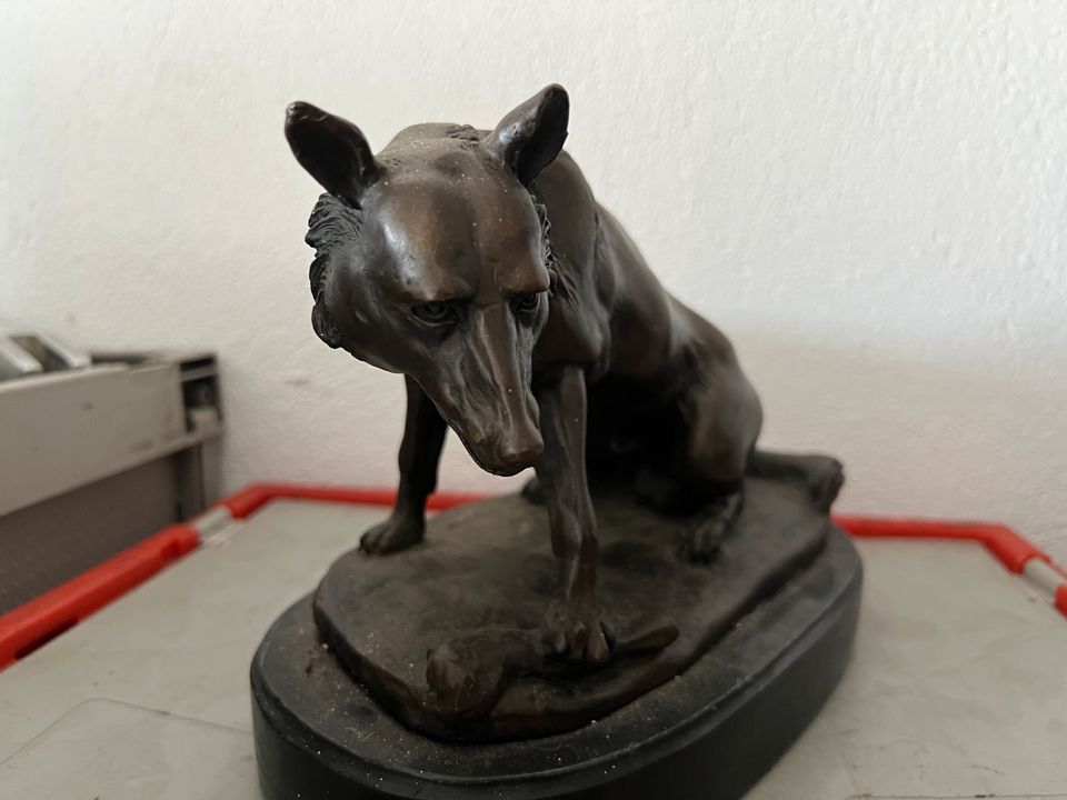 Antoine-Louis Barye Bronze Guss Skulptur Wolf Hund in Nürnberg (Mittelfr)