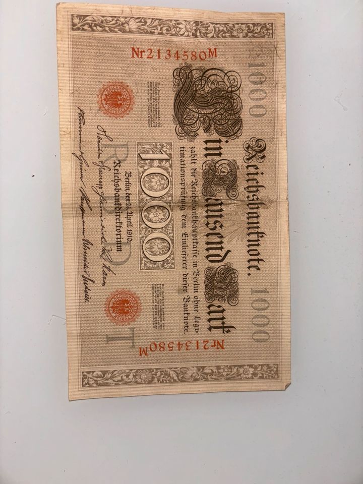 Reichsbanknote 1000 Mark, 21. April 1910 TOP Zustand NR.2134580 in Berlin