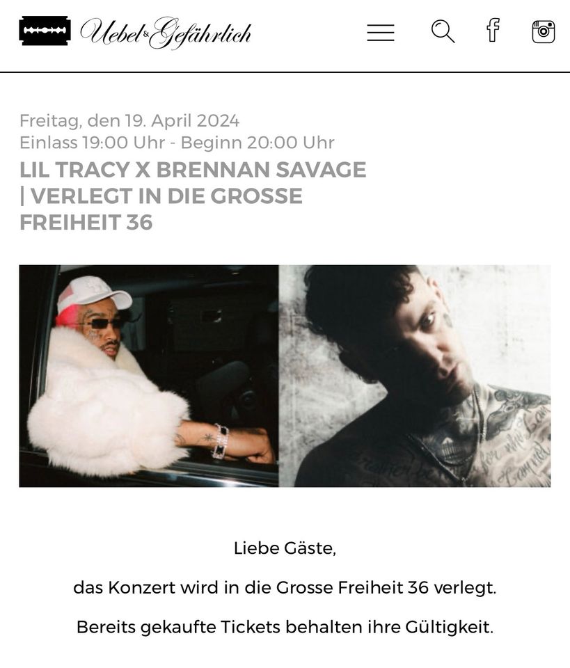 1x Lil Tracy Konzertkarte Hamburg 19.04.2024 in Karlsruhe