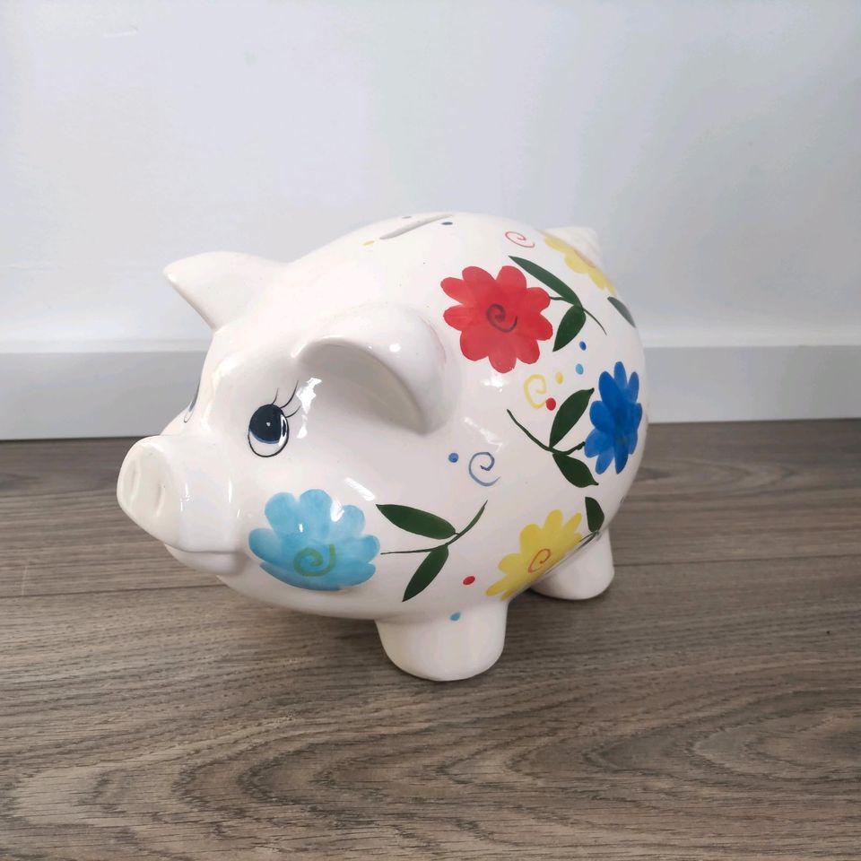 Sparschwein Sparkasse große bunt Blumen ca 25x15 cm in Plankstadt