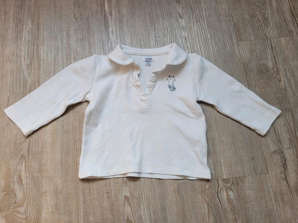 BluKids Shirt 68 Poloshirt weiß blau Katze in Weyhe