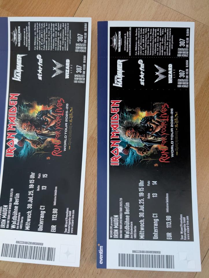 2x Tickets Iron Maiden Berlin am 30.07.2025 Unterrang C1 in Gifhorn