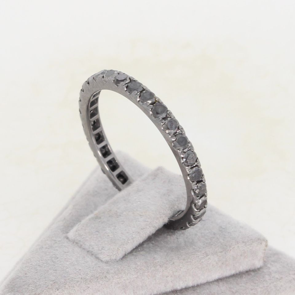 WERT 800 € SCHWARZER DIAMANT MEMORY RING 18K GOLD Gr.54 vxlt H878 in Essen