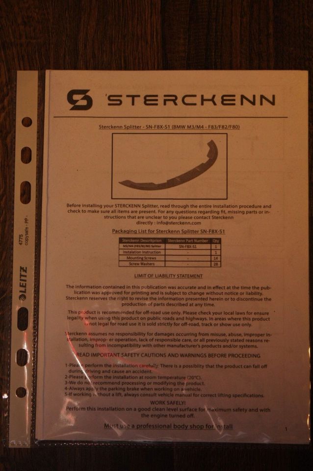 Sterckenn ABS Frontlippe für BMW F8X M3/M4 GFK ! in Meckenheim