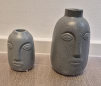 2 Kerzenständer Kerzenhalter Keramik Gesicht grau Deko Skandi Berlin - Westend Vorschau