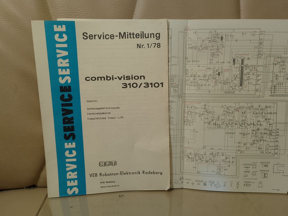 RFT Combi-Vision 310/3101 Service Mitteilung Nr1/78 u. Schaltplan in Ostrau