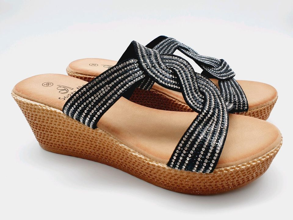 Damen Sandalen Schuhe Keilabsatz strass schwarz silber Gr.36-41 in  Bielefeld - Mitte | eBay Kleinanzeigen ist jetzt Kleinanzeigen