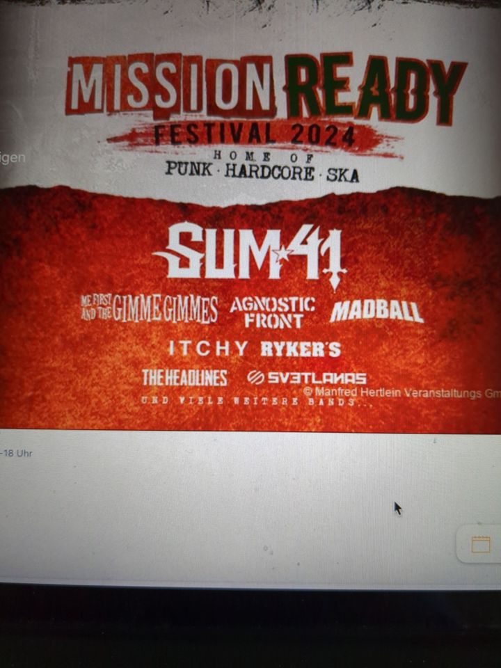 3 Tickets Mission Ready Festival mit SUM 41 am Sa., 29.06.2024 in Neuss